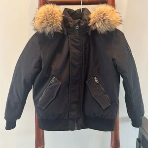 Kids Black Fur-Trimmed Jacket